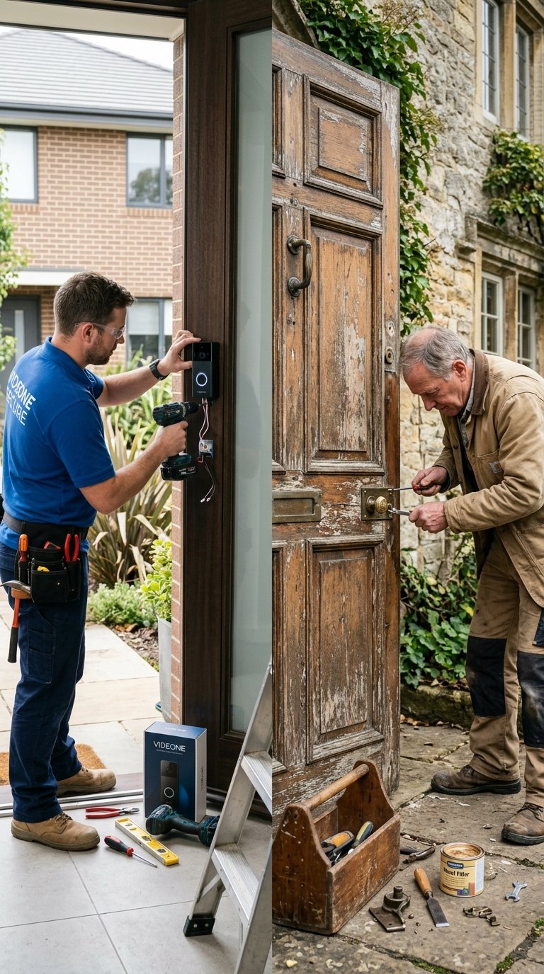 repairing old door and installation new door